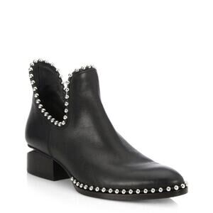 Alexander Wang Kori Cutout Studded Black Leather Ankle Boots Womens 36.5